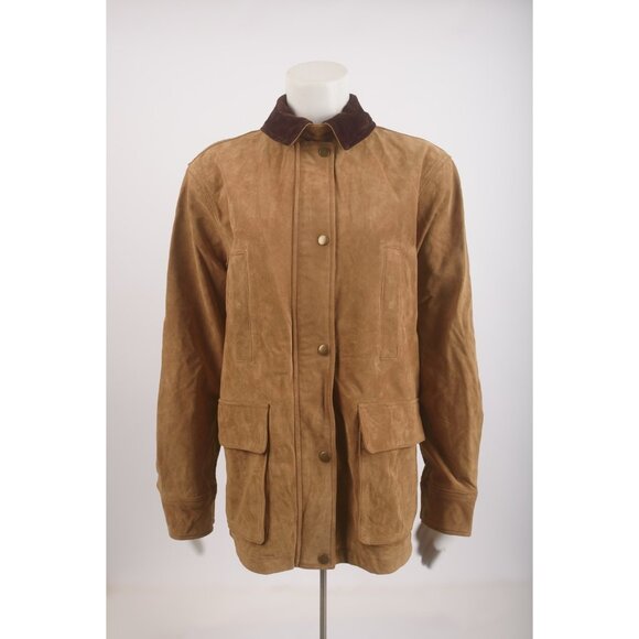Zara Womans Jacket Coat Suede Leather Small Brown Camel 4341/771 NWT